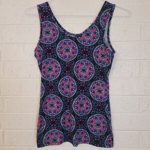 honey & lace blue and pink boho print buttery soft tank top